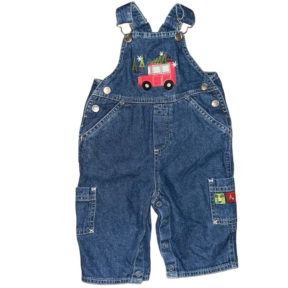 Vintage Corcoran‎ Christmas denim overalls size 9M